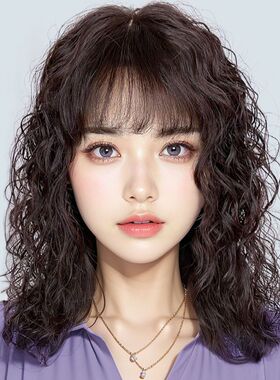 假发真发全真人发中年妈妈中长卷发假发套全头套时尚自然真头发套