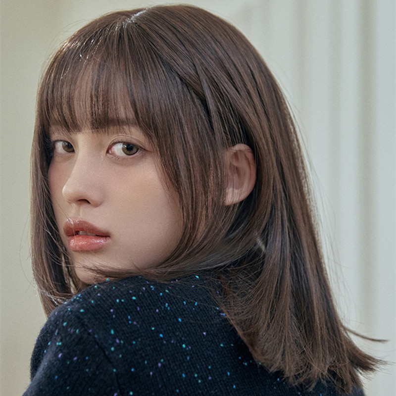 假发女短发真发全真人发自然无痕时尚气质中长发空气浏海假发套