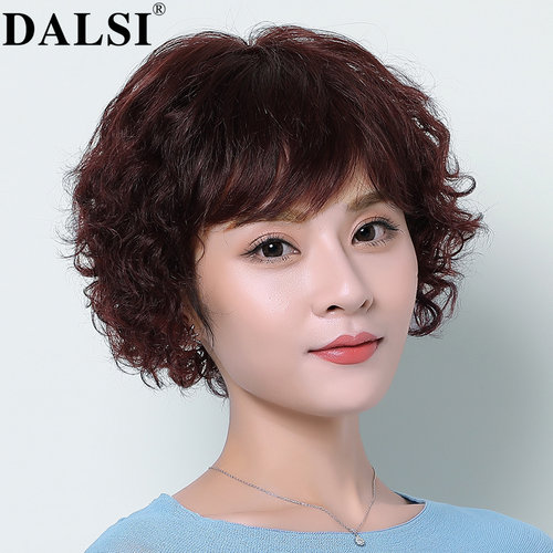 真发假发女短发逼真假发短卷发款