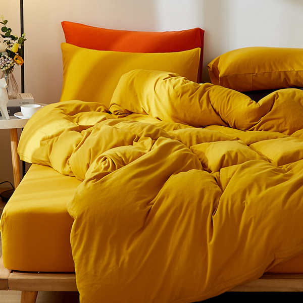 纯棉针织棉四件套天竺棉全棉简约纯色被套床单A类母婴级床笠床品