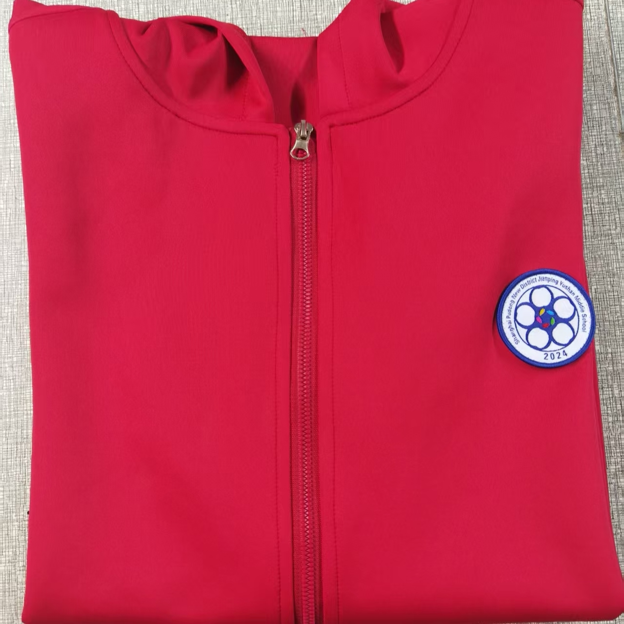 上海建平实验中学校服御山学校红色不加绒连帽上衣裤子默认加logo