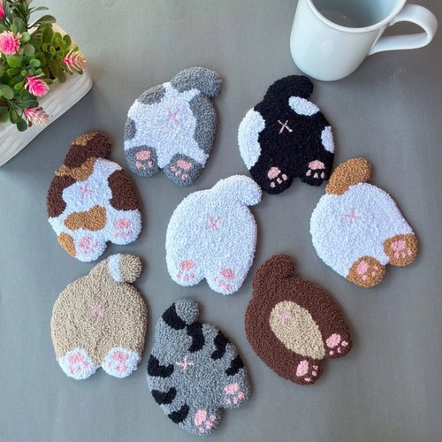 【现货】戳戳绣猫猫杯垫材料包