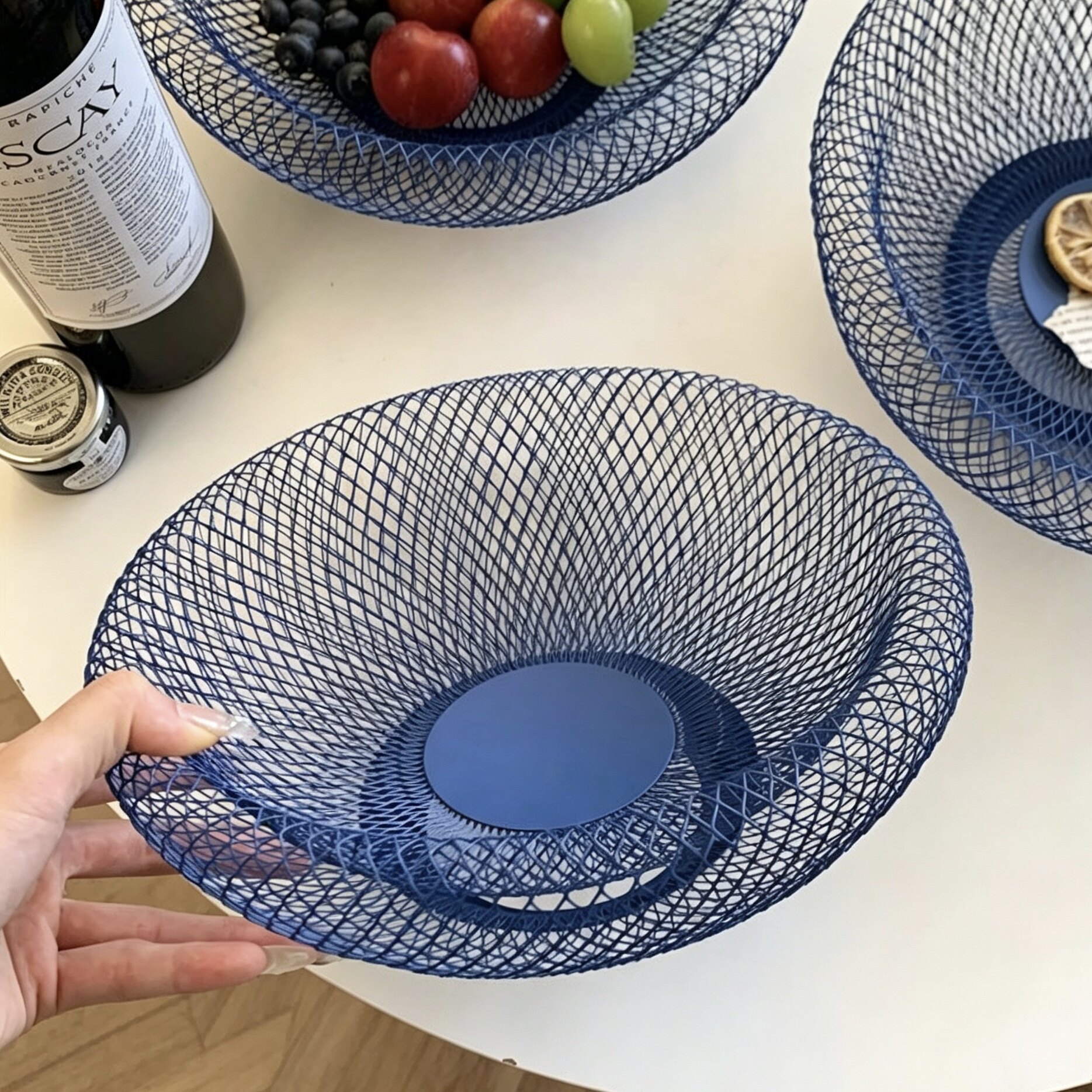 北欧ins风高颜值果篮铁艺鸟巢收纳盘茶几零食筐洗菜沥水篮水果盘