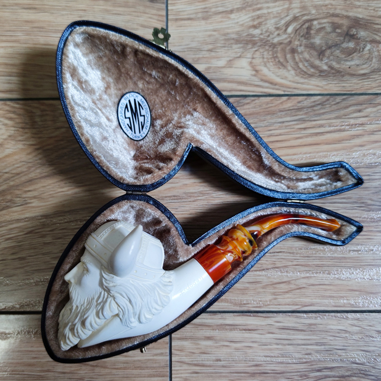 斗里乾坤 土耳其SMS原石手工雕刻Erdoğan签名自由式海泡石烟斗