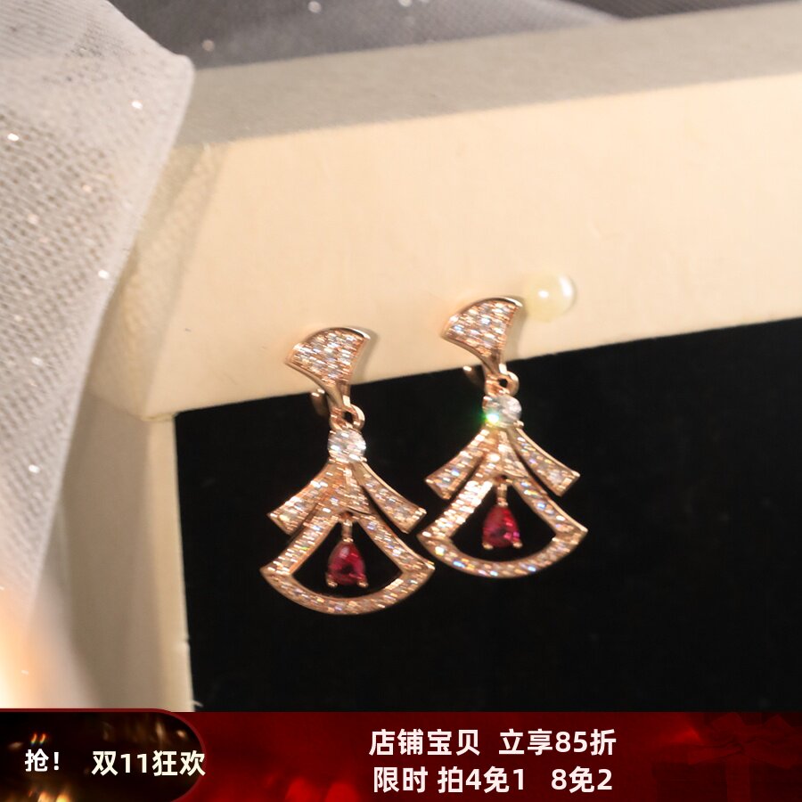 2025新款刘亦菲同款耳环白鹿扇形耳钉裙子耳饰轻奢高级感耳坠气质