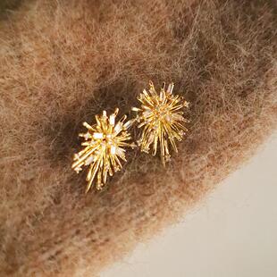 扑梦烟花耳钉女2024新款 轻奢感百搭气质网红欧美耳饰