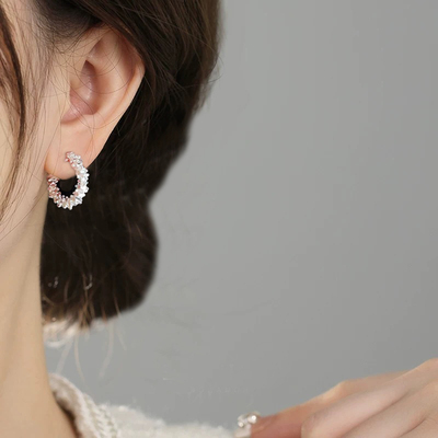 碎银几何耳圈*级感超闪烁碎银子耳环耳圈耳钉蚊香盘耳夹超美