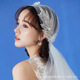 新娘新款 蕾丝亮片复古风情造型头饰超仙韩式 甜美头纱礼帽婚纱配饰