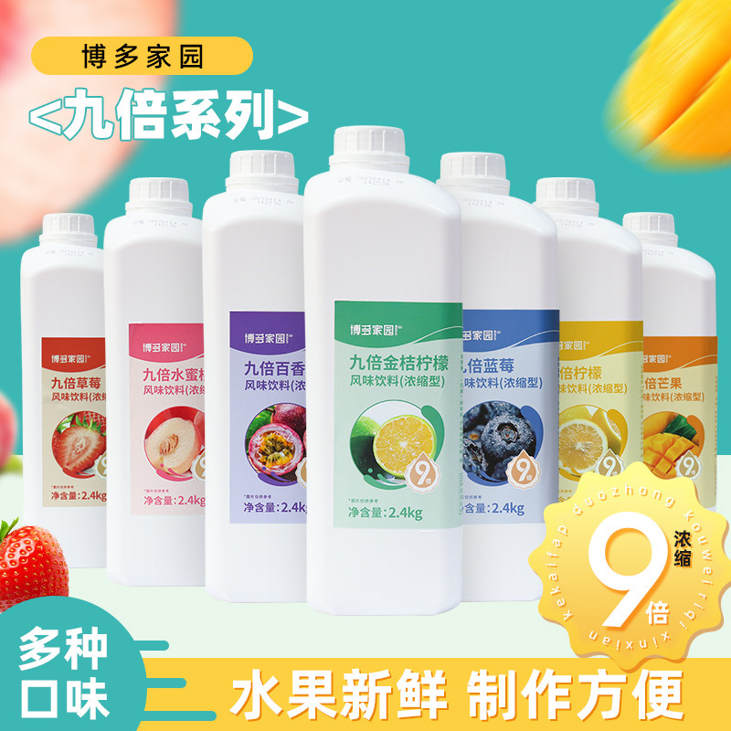 博多家园9倍浓缩 金桔柠檬蓝莓水蜜桃汁果浆珍珠奶茶店原料专用果