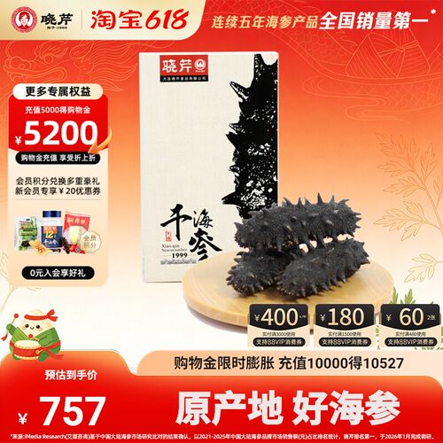 晓芹海参50克大连淡干海参 水产干货 7-10头 海鲜 特产 辽海刺参 - 封面