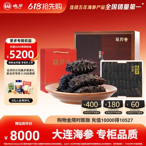 晓芹海参 大连海参 淡干海参 61-80头 500g 海参 水产干货 辽刺参 - 封面