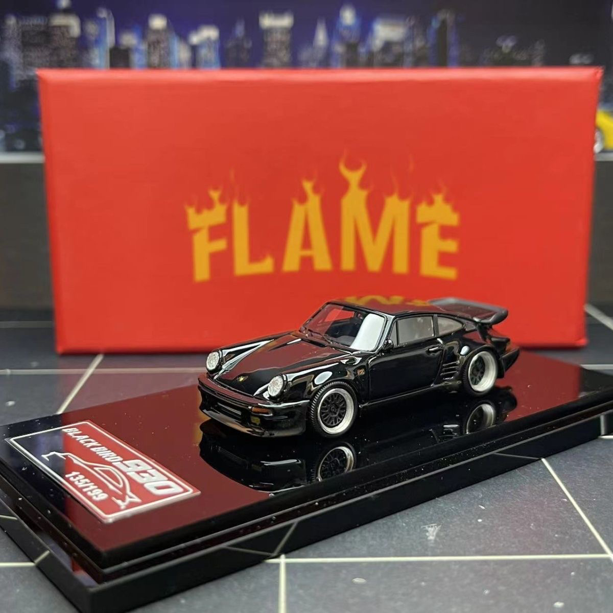 Flame 1:64黑鸟black bird保时捷930湾岸黑树脂汽车模型收藏