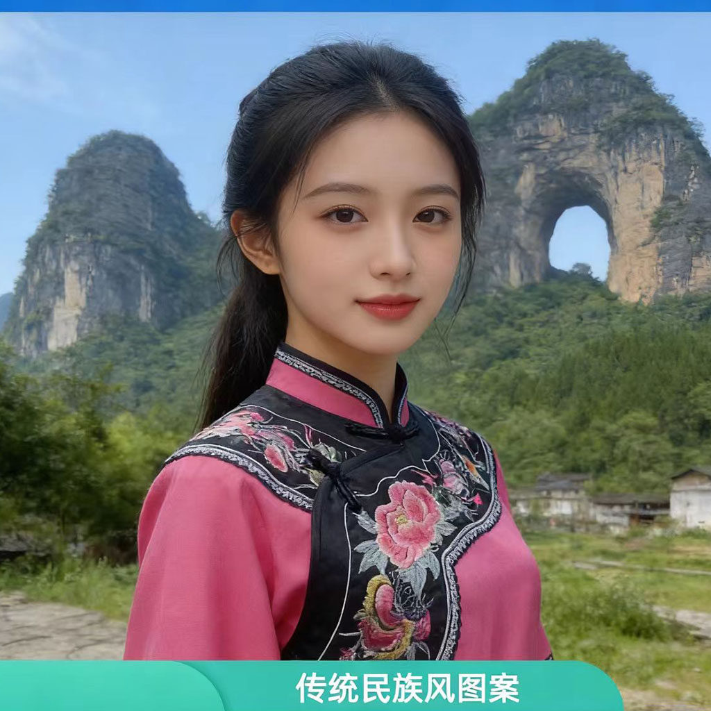 红色刺绣修身百搭壮族布依族服装