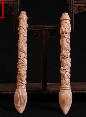 新款龙凤文昌笔桃木文昌笔木雕毛笔状元笔手把件挂件金榜题名