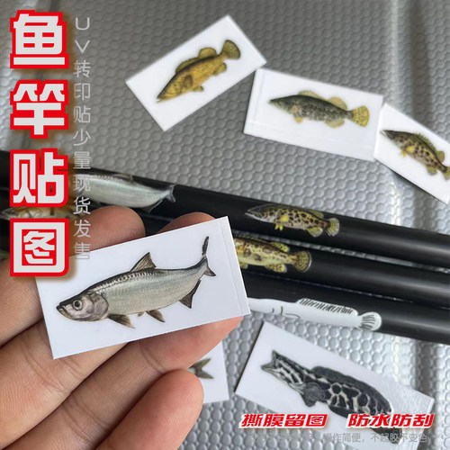 贴纸转印鱼竿贴标翘嘴鲈鱼