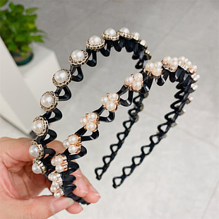 一推成型波浪发箍碎发神器珍珠发箍显脸小刘海碎发整理不易断头箍