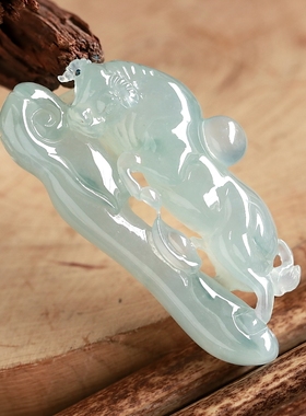 石之富缅甸天然翡翠A货冰种扭转乾坤玉吊坠17.43克