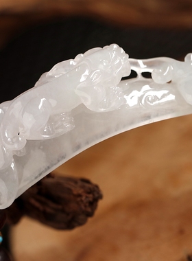 石之富缅甸天然翡翠A货冰种貔貅手牌21.18克