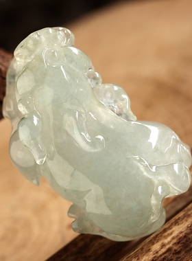 石之富缅甸天然翡翠A货冰种貔貅玉吊坠挂件16.76克