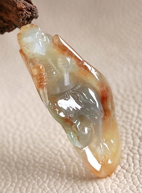 石之富珠宝缅甸天然翡翠A货冰种黄翡雷震子吊坠16.51克