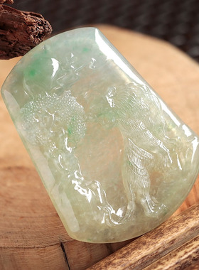 石之富缅甸天然翡翠A货冰种虎啸山林挂件16.71克