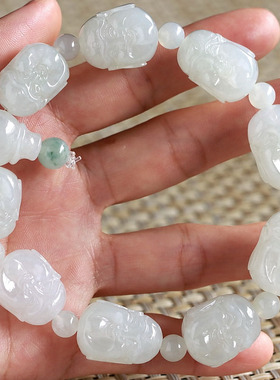 石之富缅甸翡翠天然A货冰种佛珠手链手玩88.63克