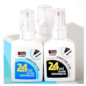 12瓶包邮金万年文具正品 修正笔涂改液白色涂刷两用带刷子24ML