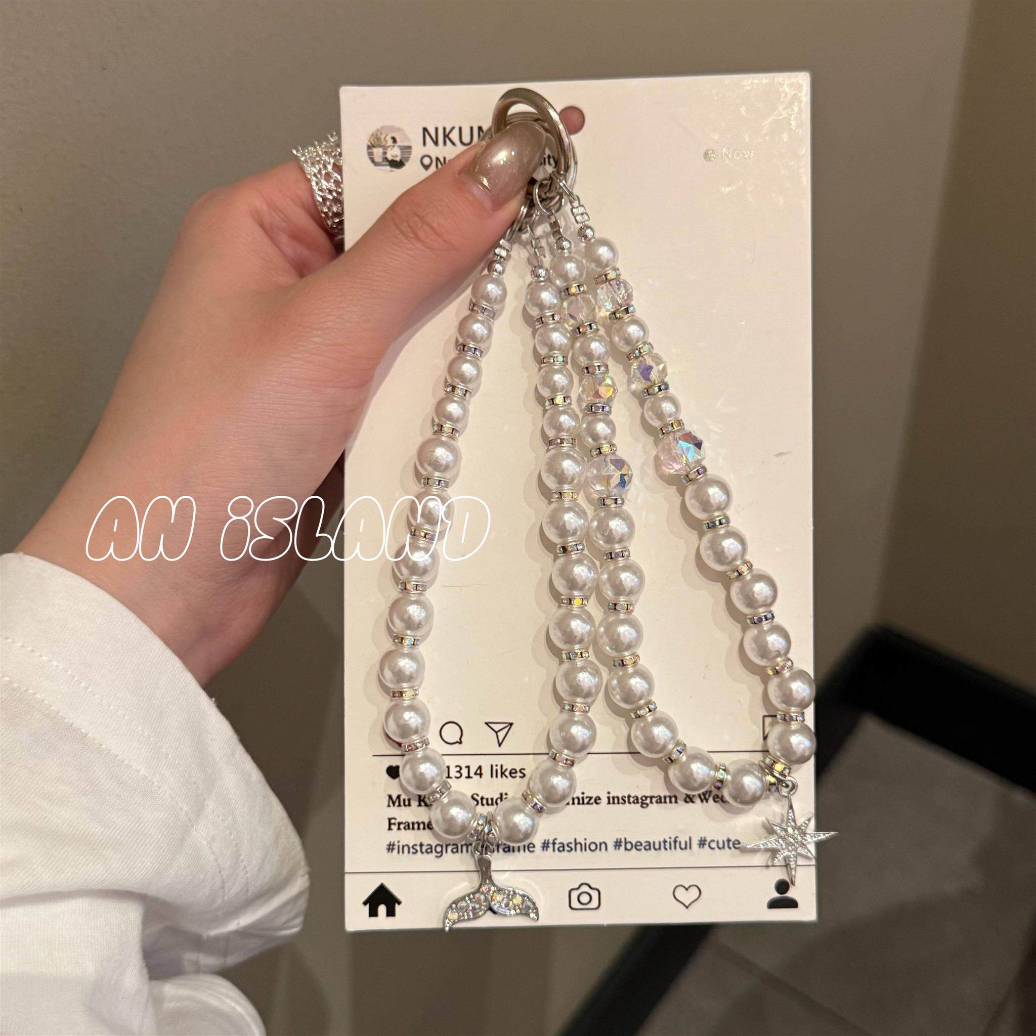 ins简约百搭链条闪钻鱼尾星星ccd短挂绳包包链钥匙扣饰品