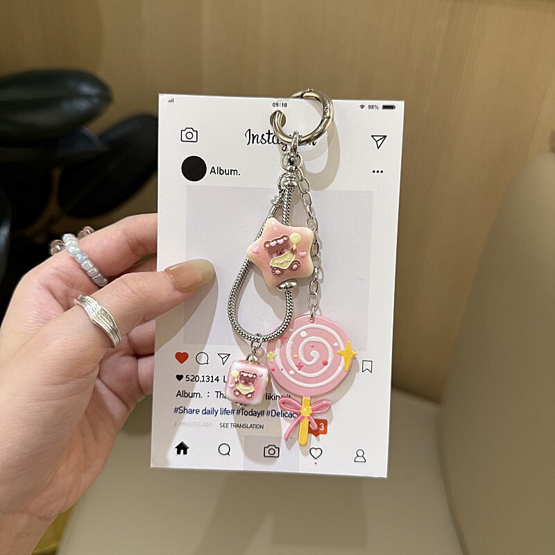 风ins星星可爱小熊棒棒糖链创意个性小众时髦手机链链条趣味饰品