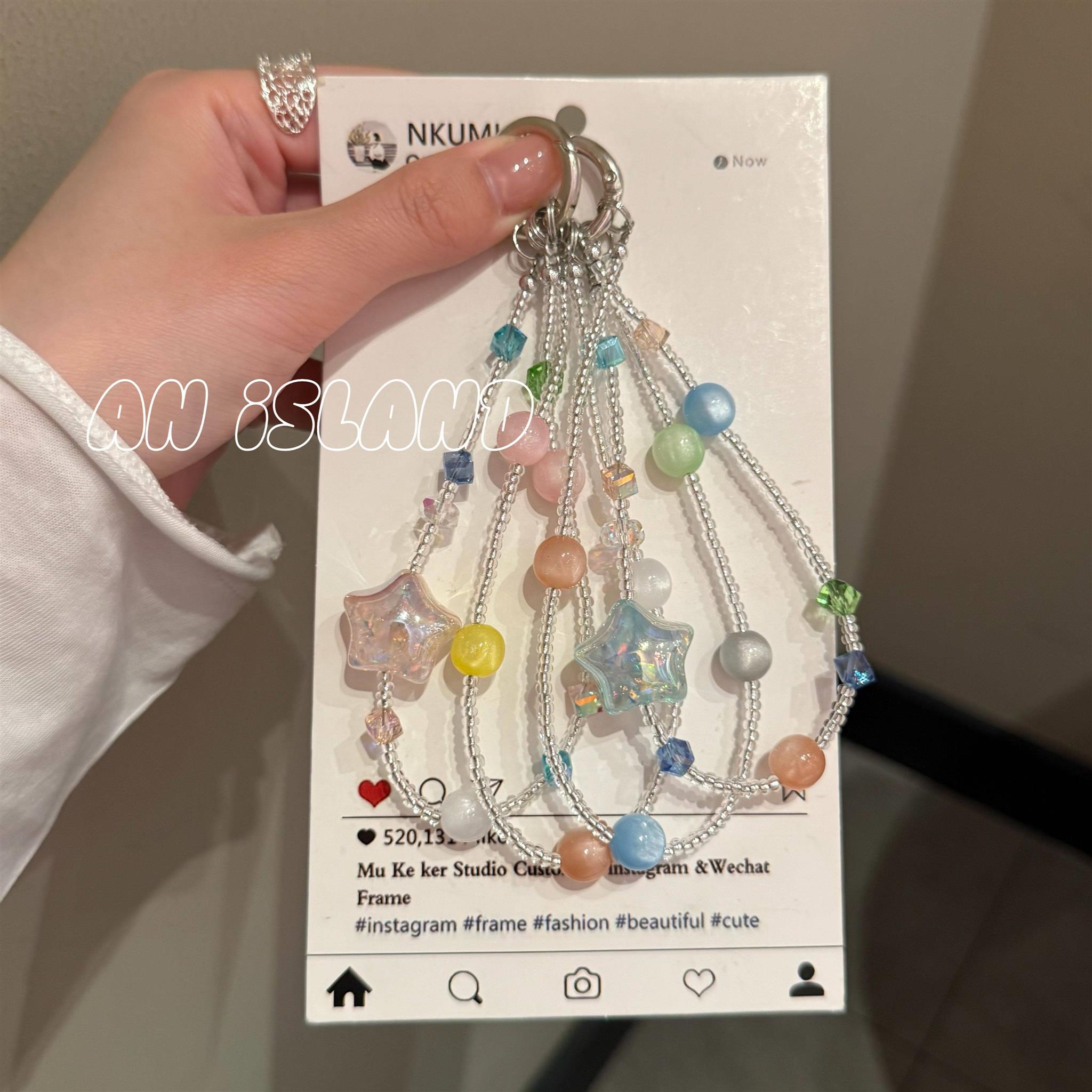 ins韩系立体晕染星星钥匙扣挂饰包包挂饰链条甜美百搭高级链