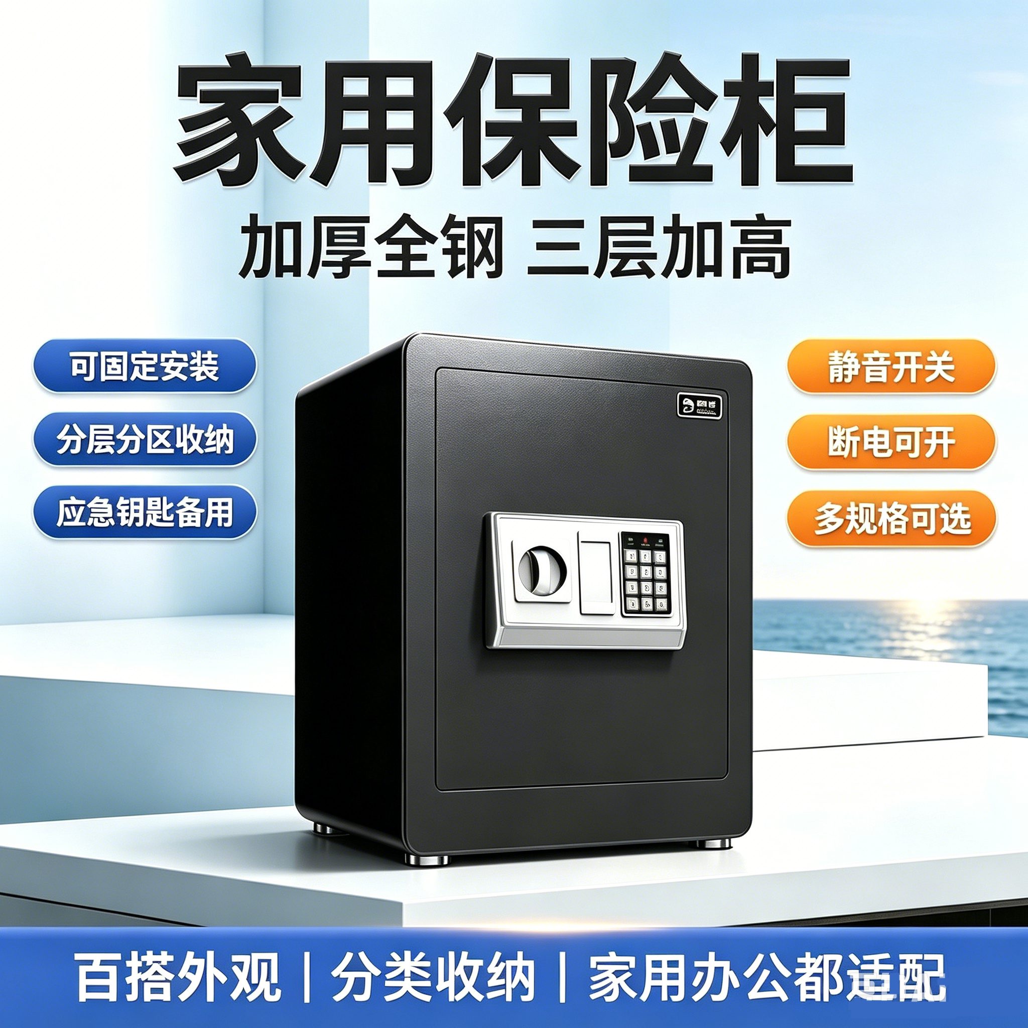帆风入墙密码保险柜家用可存取