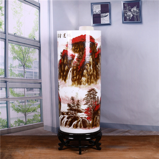 酷宝陶瓷 台面花瓶花瓶 摆件手绘家居山水景德镇陶瓷书画大师欧式