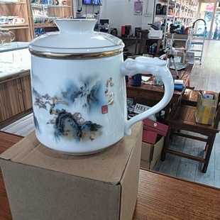 羊脂玉茶杯高端德化男家用茶水分离喝水陶瓷老板水杯办公杯喝茶杯