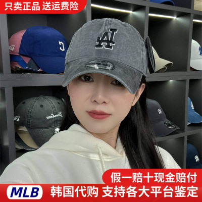 韩国New Era纽亦华940鸭舌帽女炭灰小标软顶棒球帽NY男帽子LA