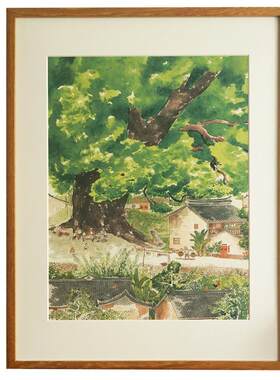 xyt桃花源记新中式水墨画客厅装饰画玄关挂画竖画皇小小绘