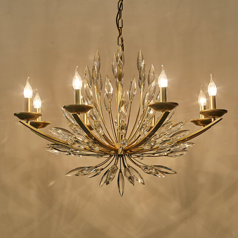 全铜美式水晶吊灯客厅卧室设计师样板房餐厅艺术百合花蕾花型吊灯