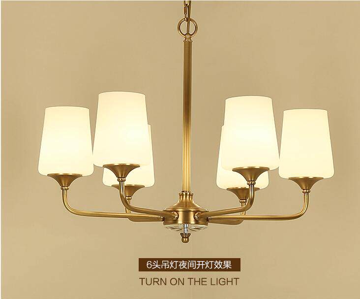 美式简约时尚全铜吊灯欧式铜灯客厅灯卧室灯餐厅书房田园乡村灯具