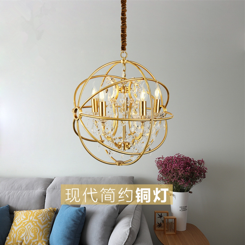 全铜美式乡村简约水晶设计师欧式奢华别墅卧室餐厅蜡烛纯铜吊灯