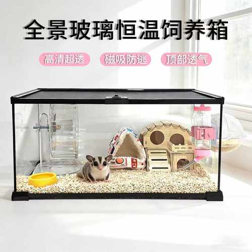 蜜袋鼯饲养箱仓鼠玻璃恒温箱防啃咬保暖笼子金丝熊保温箱宠物别墅