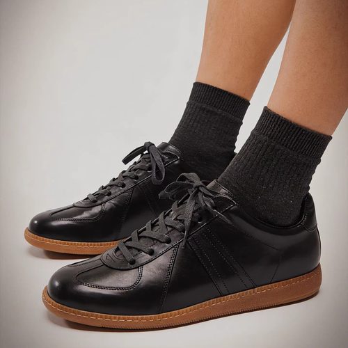 黑色马皮英伦风德训鞋