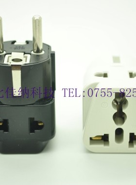 黑色德标电源转换器插座 印尼旅游插头插线板 1分2插排 WDI-9