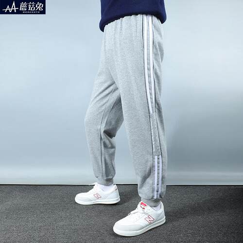 蘑菇兔胖男童运动裤青少年男孩裤子潮春秋薄款宽松加肥加大中大童