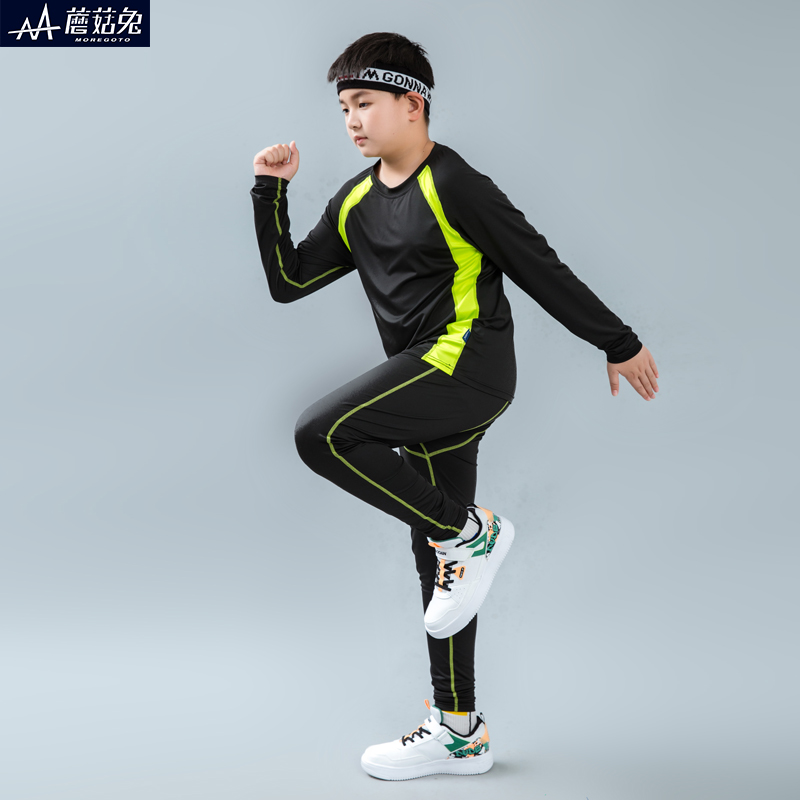 胖男童运动速干衣春秋款中大童跑步健身训练服胖男孩加肥长袖套装