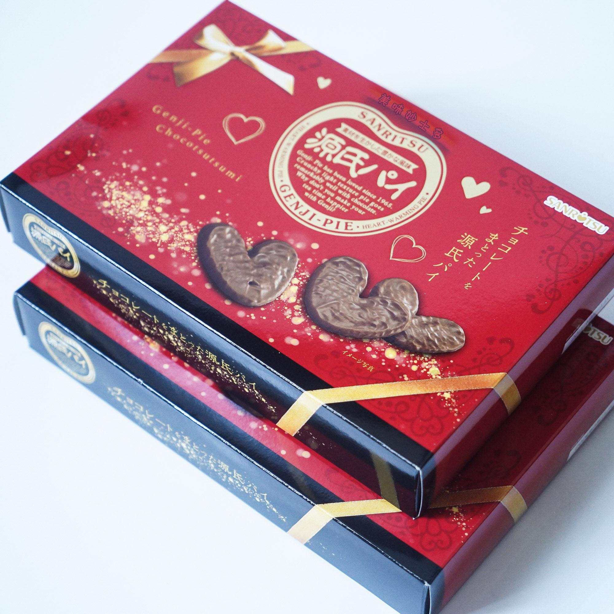 日本三立源氏巧克力涂层蝴蝶酥香脆饼干礼盒装140g*14枚 伴手礼物