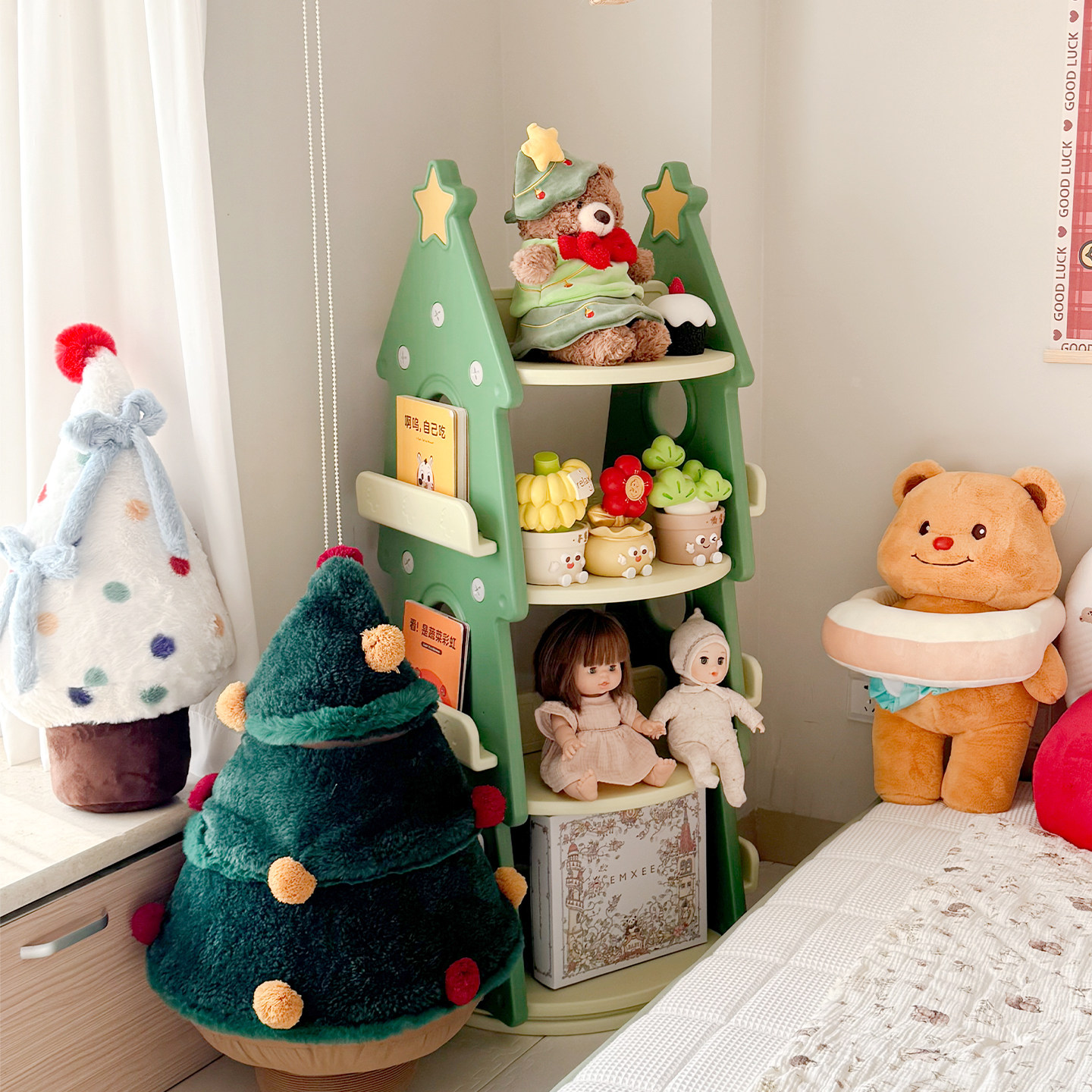 乐婴坊儿童旋转圣诞树书架