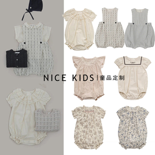 儿童全棉提花条纹三角爬小宝宝背带裤 ins爆款 26春夏lou系列新品