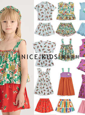 ins爆款26年BC系列春夏新品 儿童女宝连衣裙女孩花边短袖碎花套装