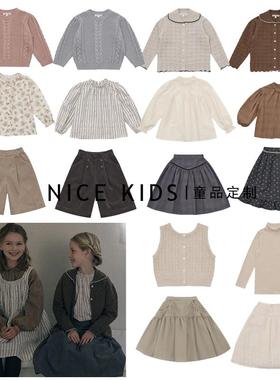 ins爆款2024年LOU新款 儿童女宝宝毛衣碎花衬衣灯芯绒阔腿裤套装