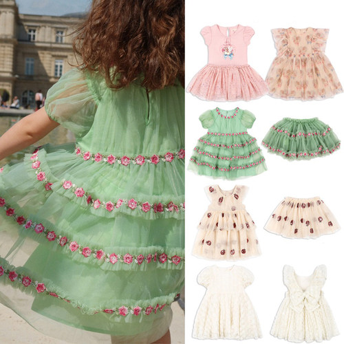 ins爆款25夏季新款ks系列女童玫瑰大蝴蝶结独角兽童裙网纱连衣裙