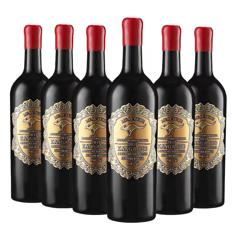 整箱6瓶澳洲进口金袋鼠西拉干红葡萄酒14度750ml澳洲红酒
